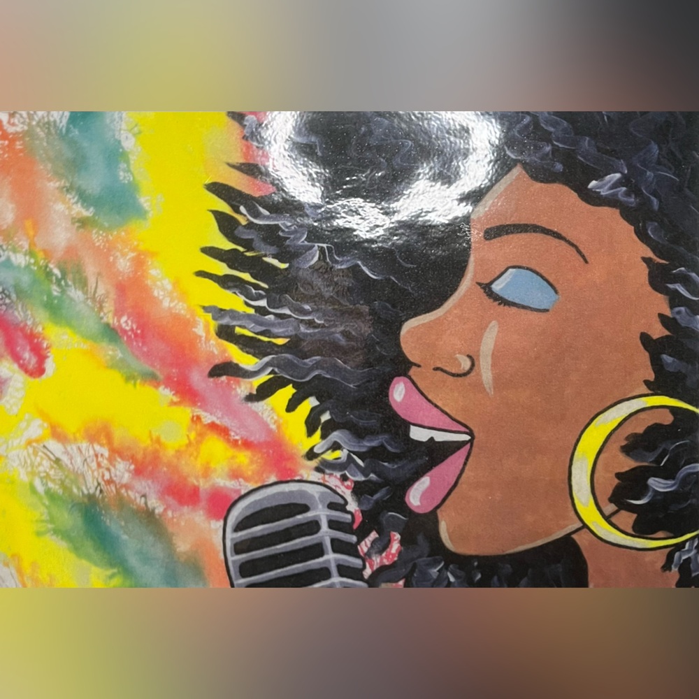 Colorful Singing Woman Art Print - Pink Lips, Blue Eye